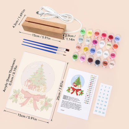 Ribbon-Tied Snow Globe Tree paint by numbers light-up sign – image 6