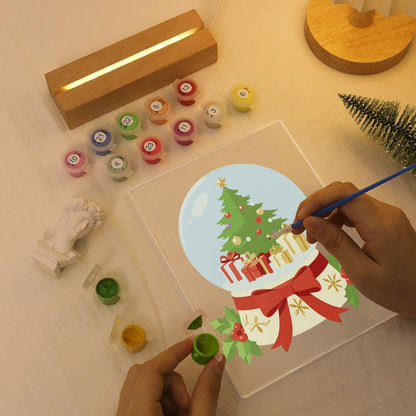 Ribbon-Tied Snow Globe Tree paint by numbers light-up sign – image 7