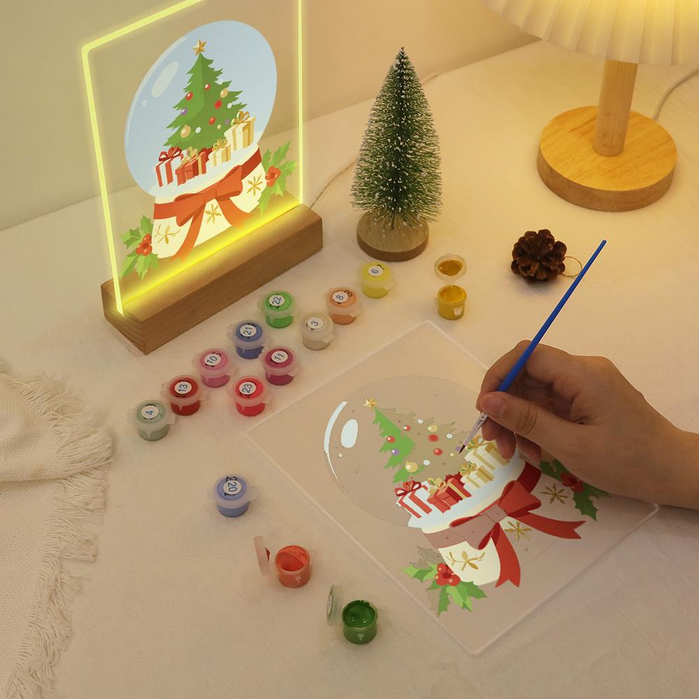 Ribbon-Tied Snow Globe Tree paint by numbers light-up sign – image 10