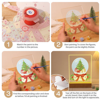 Ribbon-Tied Snow Globe Tree paint by numbers light-up sign – image 12