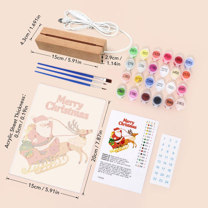 Reindeer Pulling Santa's Sleigh paint by numbers light-up sign – image 6