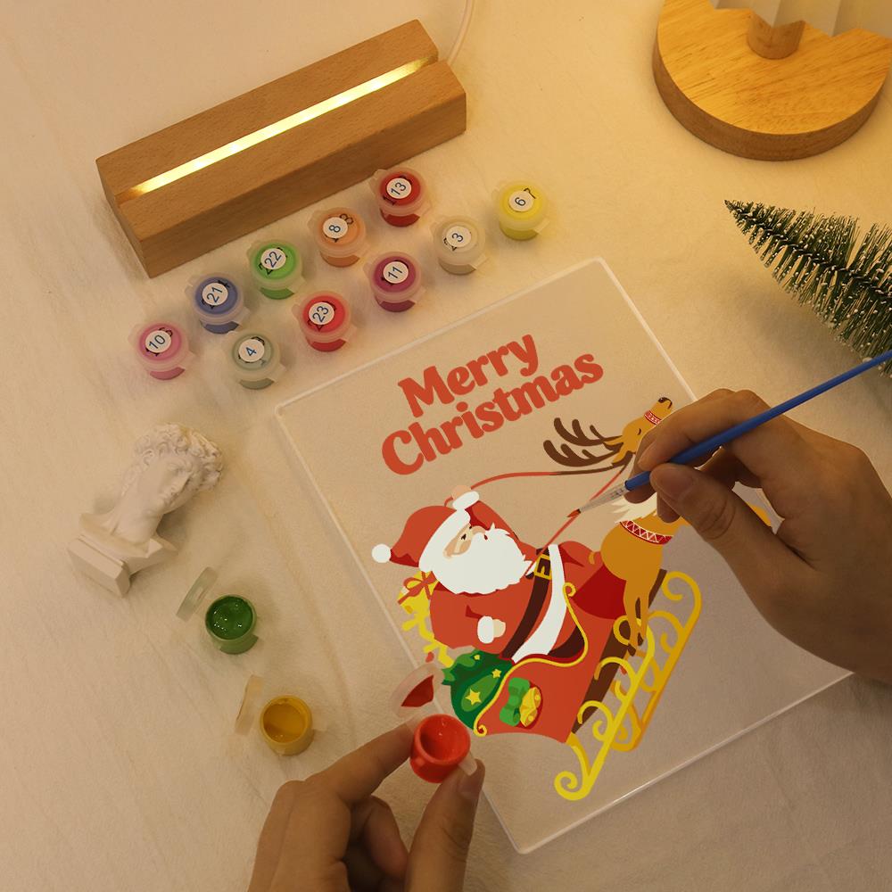Reindeer Pulling Santa's Sleigh paint by numbers light-up sign – image 7