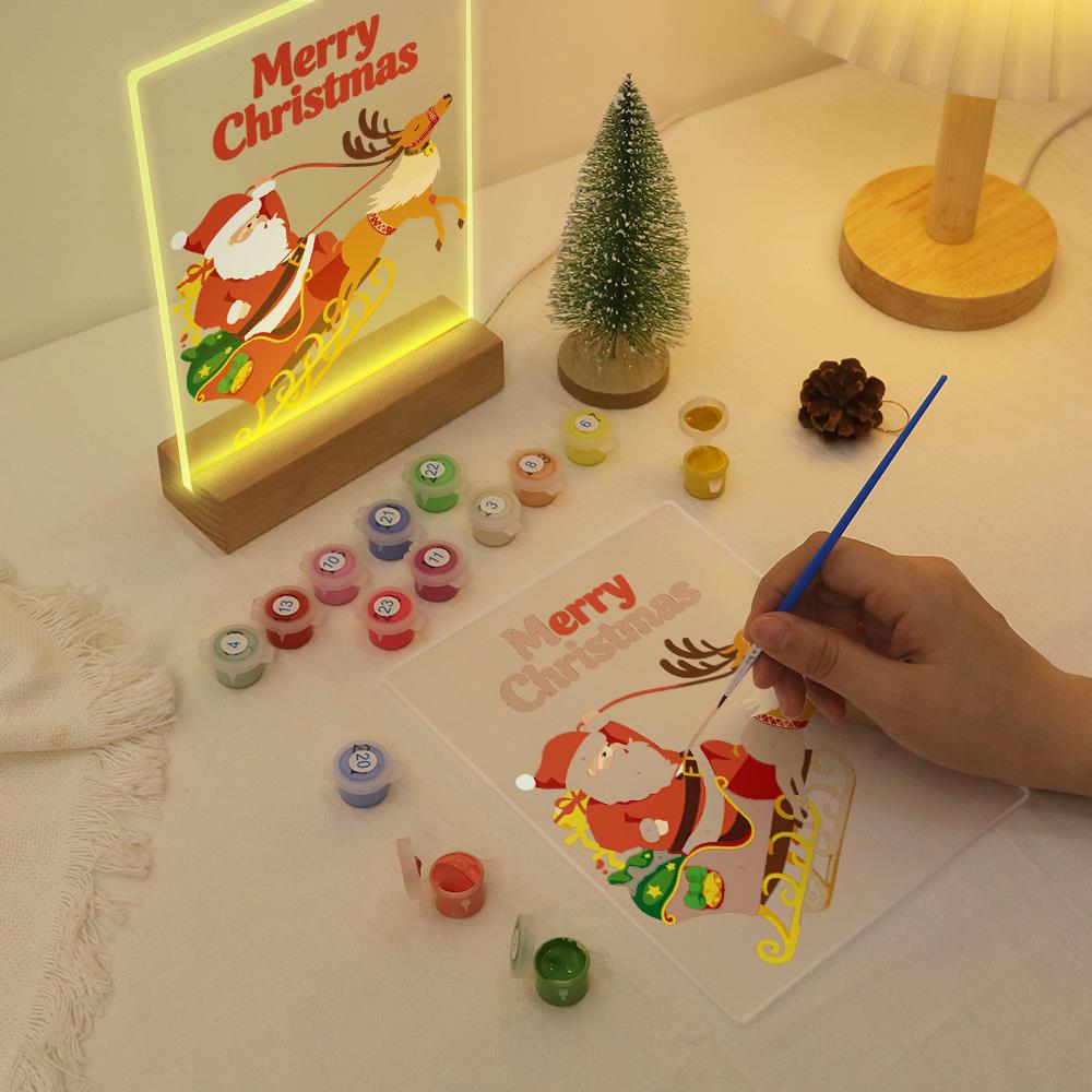 Reindeer Pulling Santa's Sleigh paint by numbers light-up sign – image 10
