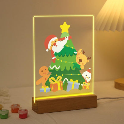 Santa Peeking From the Tree paint by numbers light-up sign – image 3