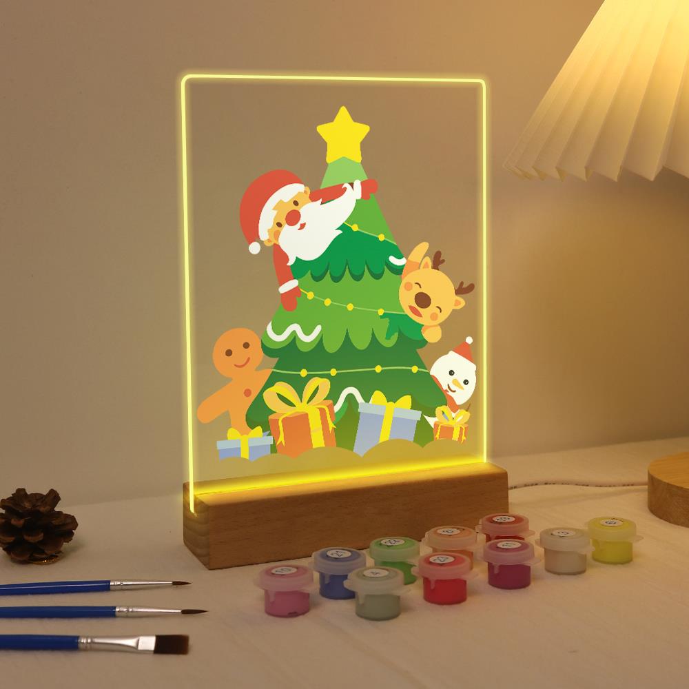 Santa Peeking From the Tree paint by numbers light-up sign – image 4
