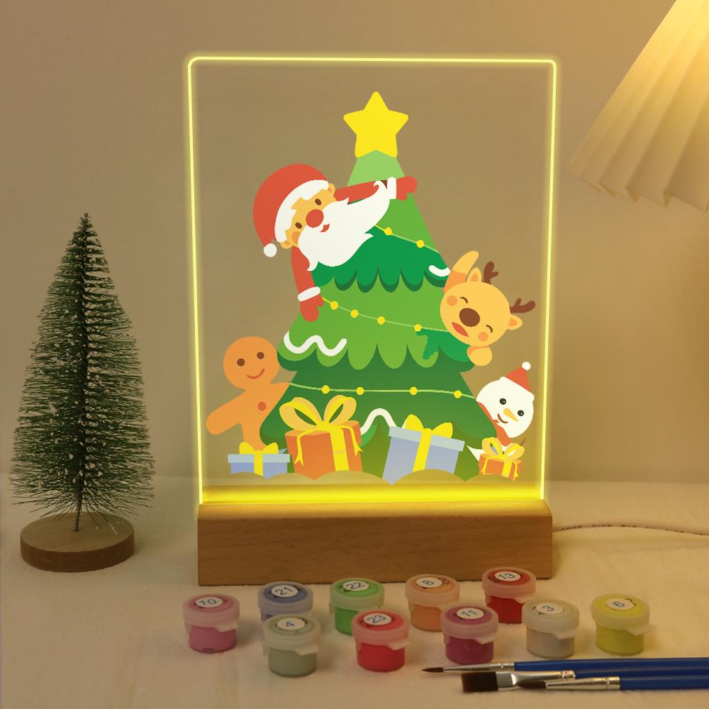Santa Peeking From the Tree paint by numbers light-up sign – image 5