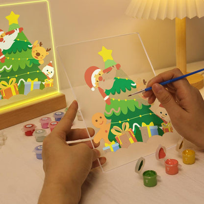 Santa Peeking From the Tree paint by numbers light-up sign – image 9