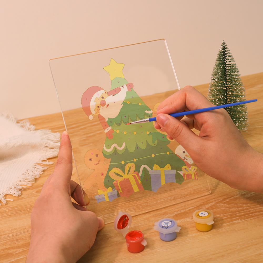 Santa Peeking From the Tree paint by numbers light-up sign – image 11