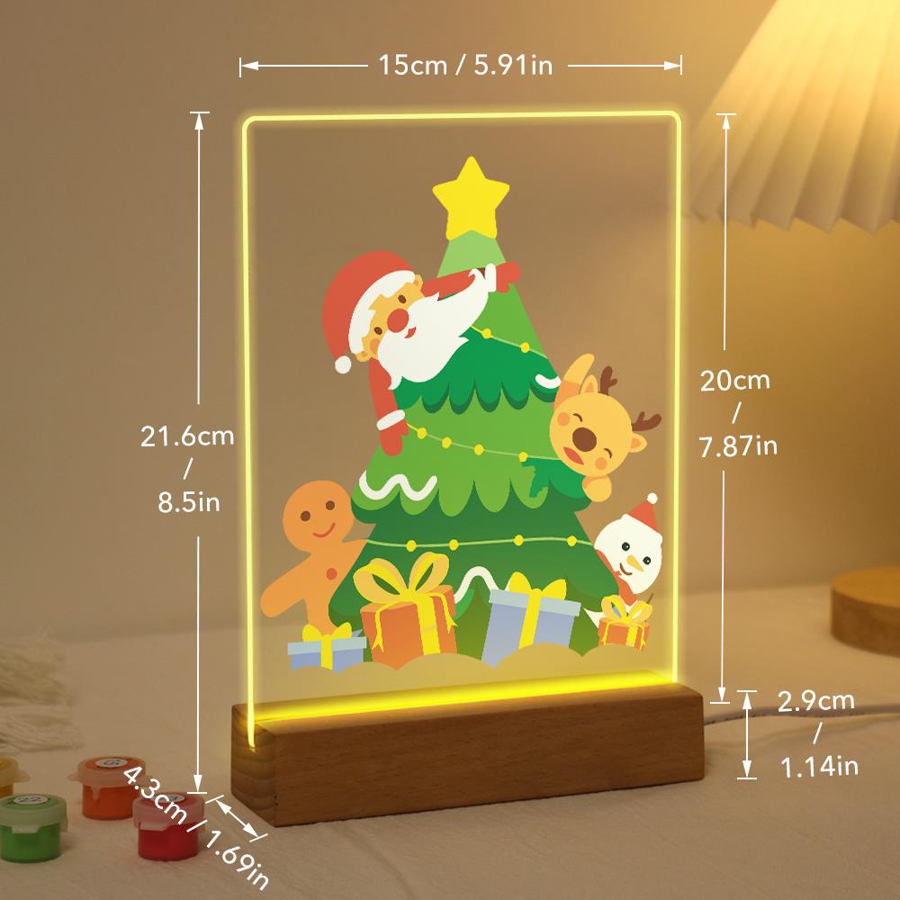 Santa Peeking From the Tree paint by numbers light-up sign – image 21