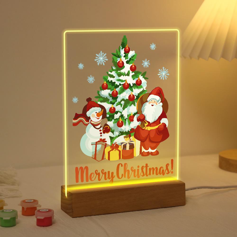 Snowy Pine with Santa and Snowman paint by numbers light-up sign – image 3