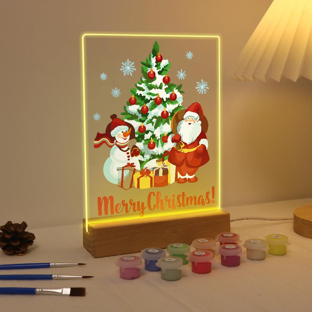 Snowy Pine with Santa and Snowman paint by numbers light-up sign – image 4