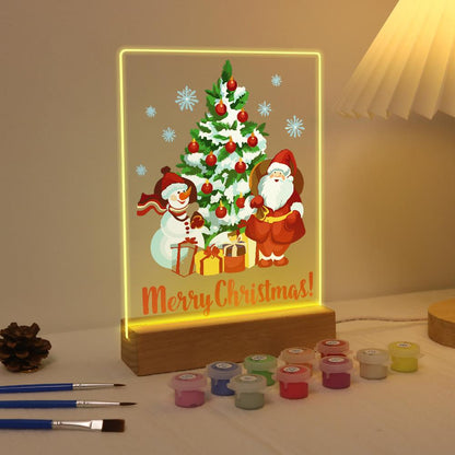 Snowy Pine with Santa and Snowman paint by numbers light-up sign – image 4