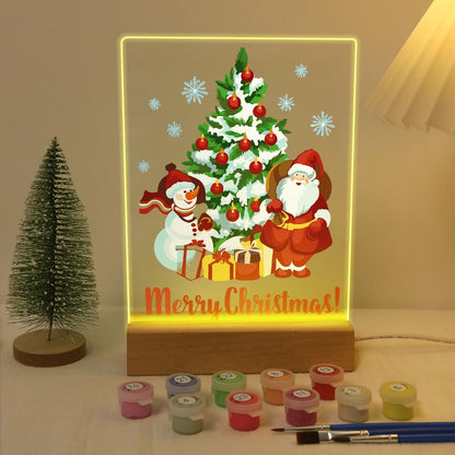 Snowy Pine with Santa and Snowman paint by numbers light-up sign – image 5