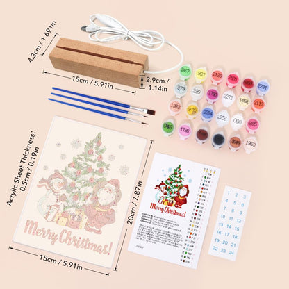 Snowy Pine with Santa and Snowman paint by numbers light-up sign – image 6