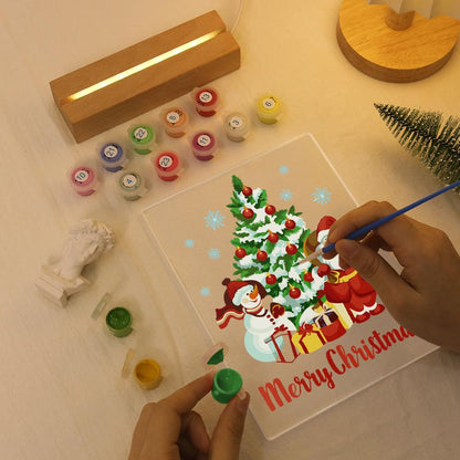 Snowy Pine with Santa and Snowman paint by numbers light-up sign – image 7