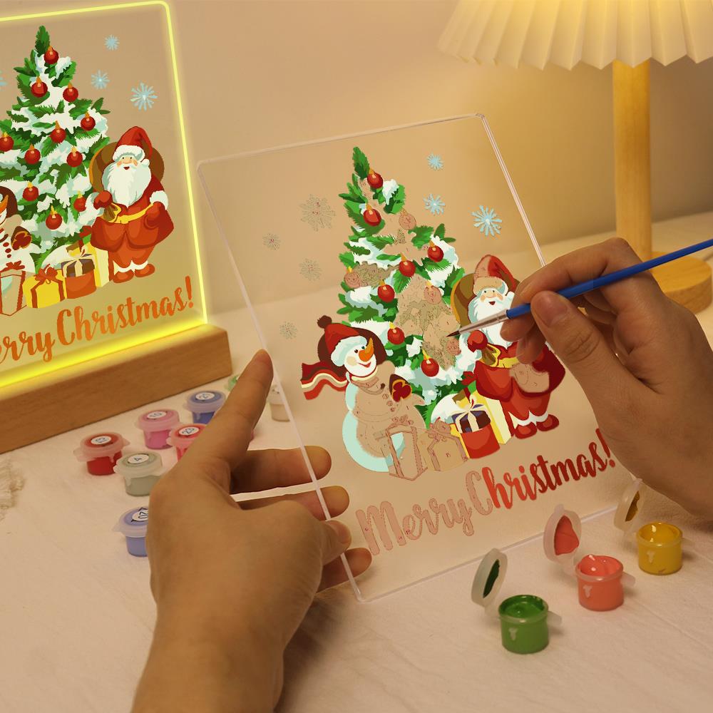 Snowy Pine with Santa and Snowman paint by numbers light-up sign – image 9