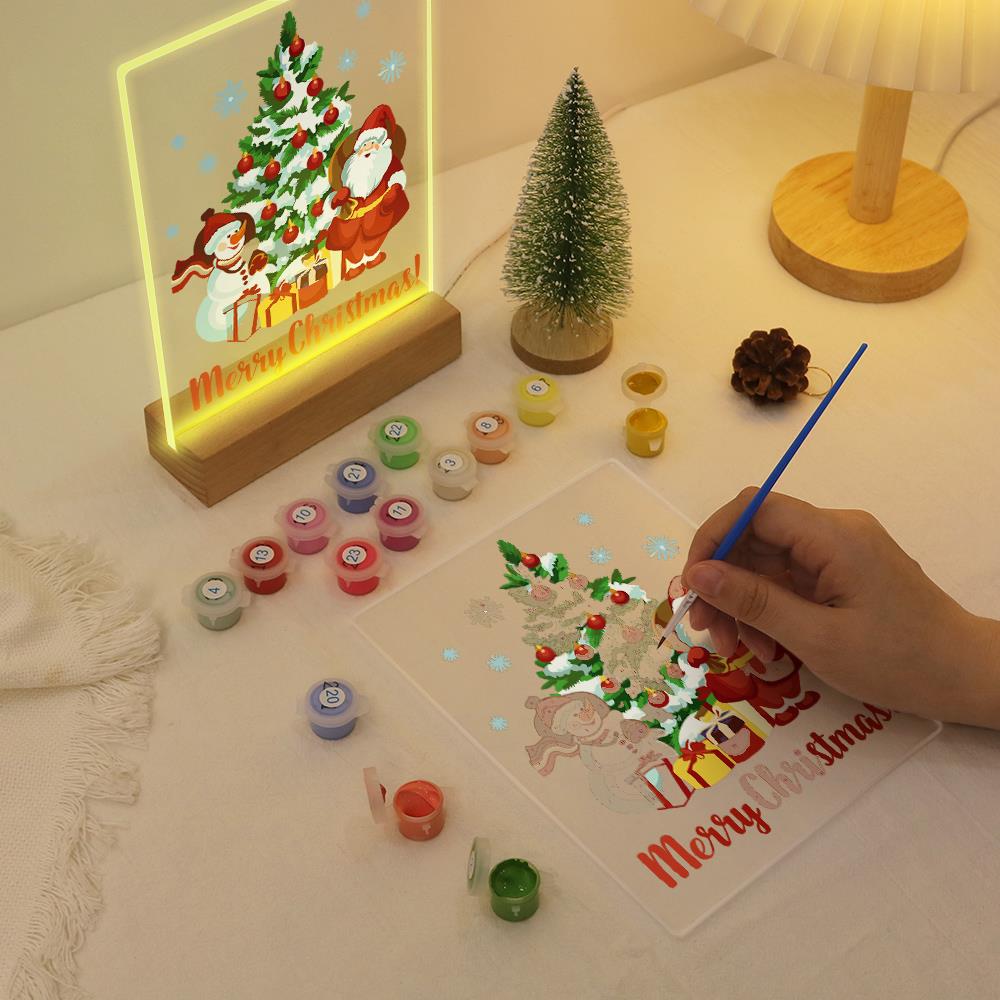 Snowy Pine with Santa and Snowman paint by numbers light-up sign – image 10