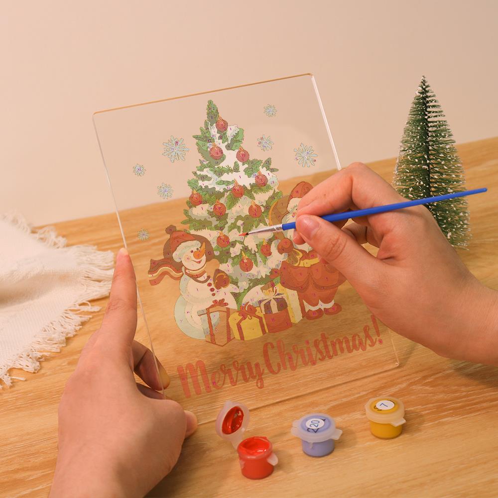 Snowy Pine with Santa and Snowman paint by numbers light-up sign – image 11