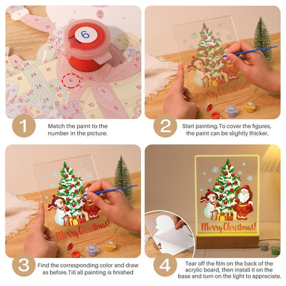 Snowy Pine with Santa and Snowman paint by numbers light-up sign – image 12