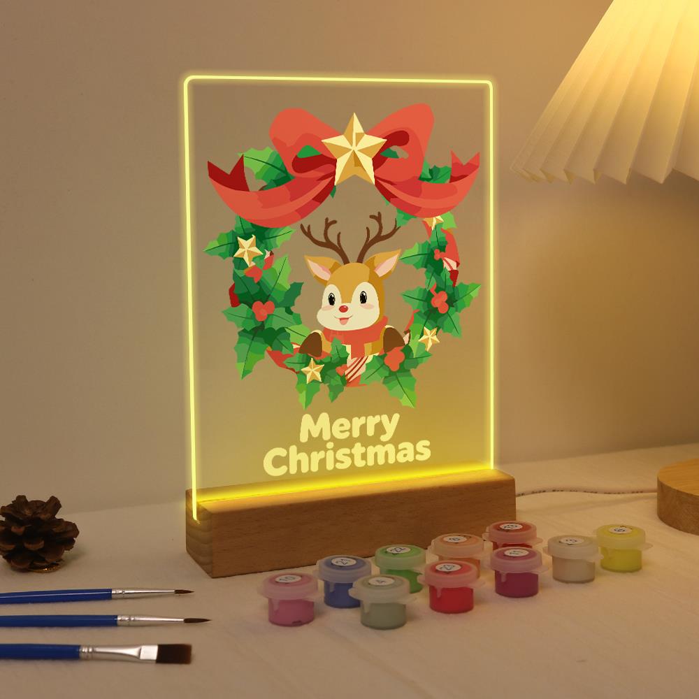 Reindeer in a Star-Topped Wreath paint by numbers light-up sign – image 4