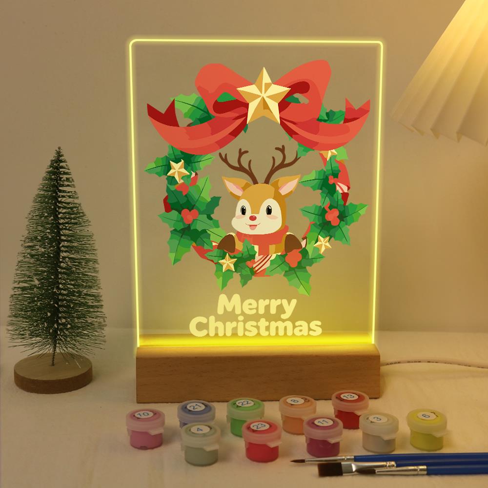 Reindeer in a Star-Topped Wreath paint by numbers light-up sign – image 5