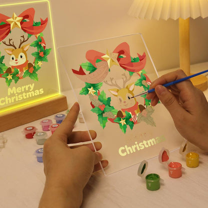 Reindeer in a Star-Topped Wreath paint by numbers light-up sign – image 9