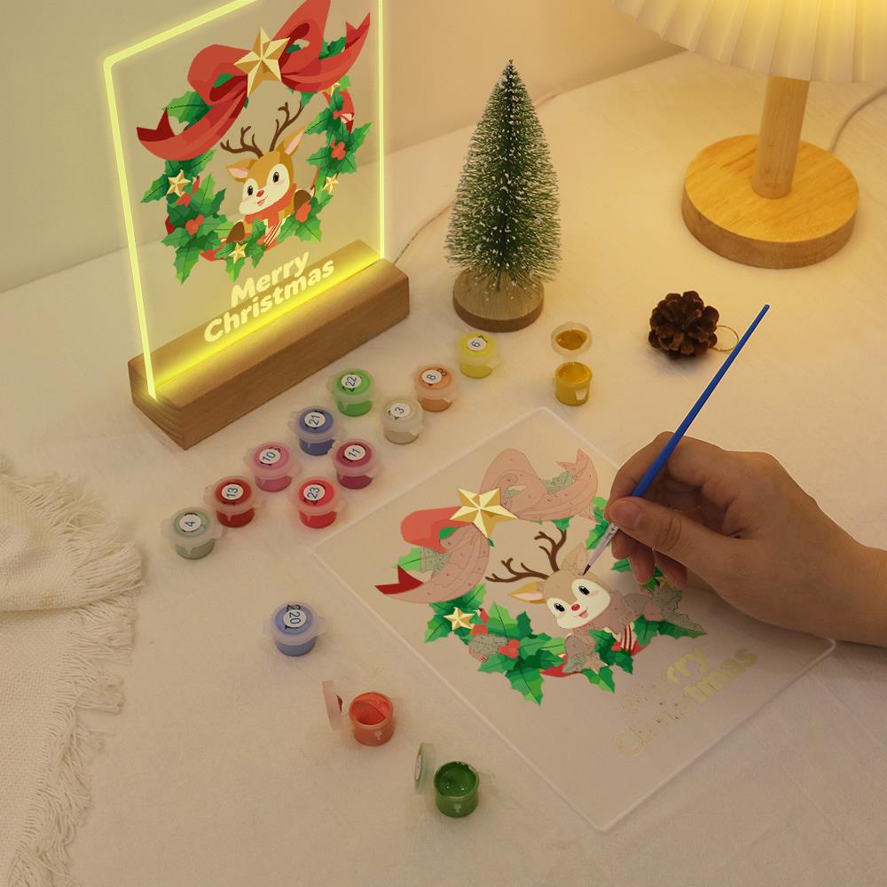 Reindeer in a Star-Topped Wreath paint by numbers light-up sign – image 10