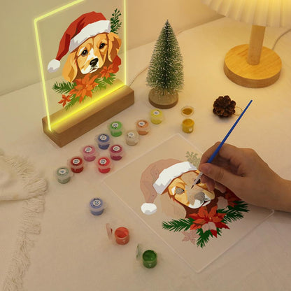 Golden Pup in Poinsettias paint by numbers light-up sign – image 10