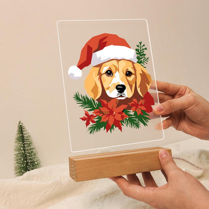 Golden Pup in Poinsettias paint by numbers light-up sign – image 13