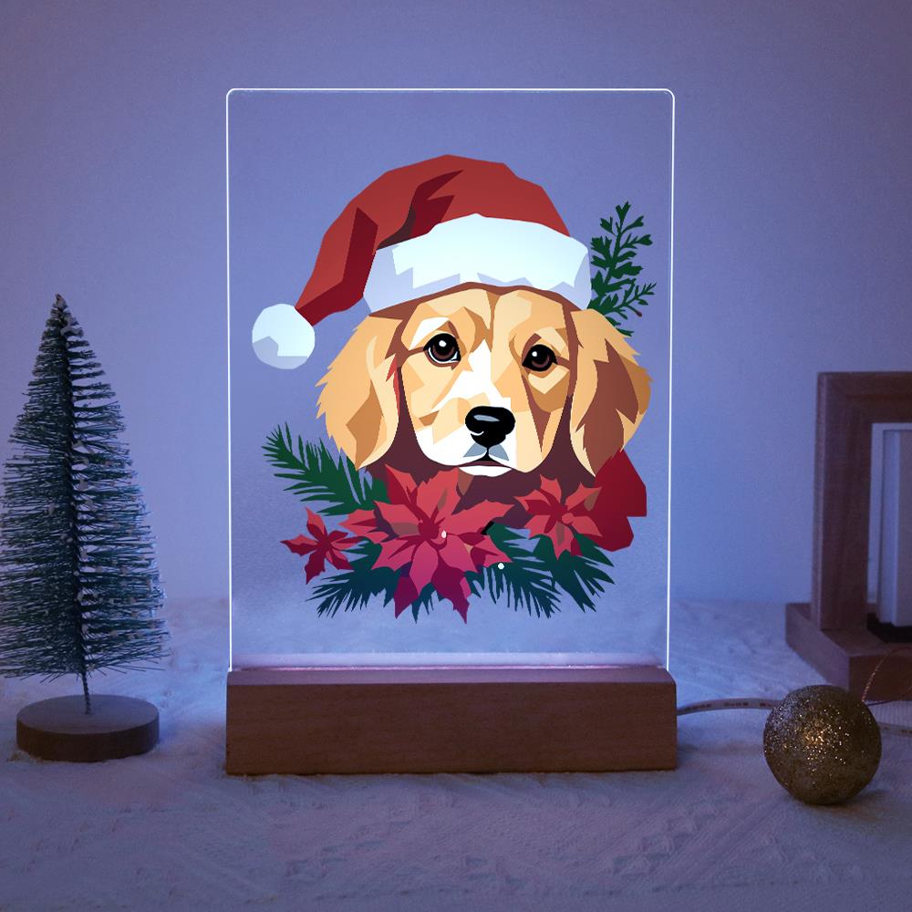 Golden Pup in Poinsettias paint by numbers light-up sign – image 14