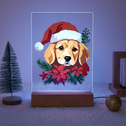 Golden Pup in Poinsettias paint by numbers light-up sign – image 14