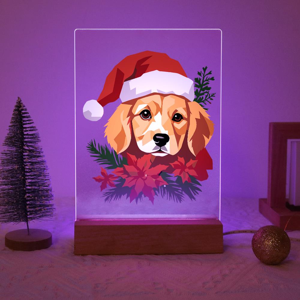 Golden Pup in Poinsettias paint by numbers light-up sign – image 15