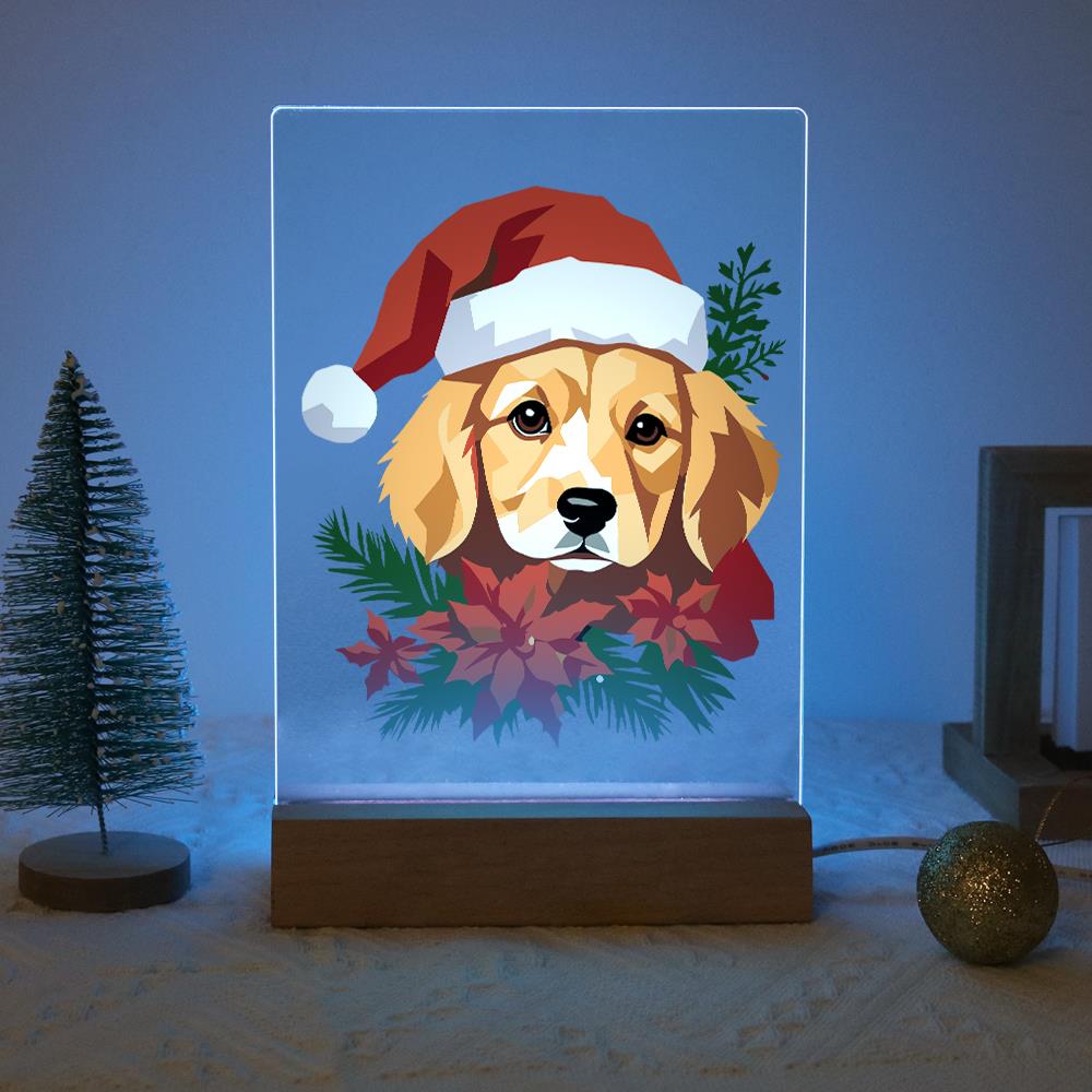 Golden Pup in Poinsettias paint by numbers light-up sign – image 16