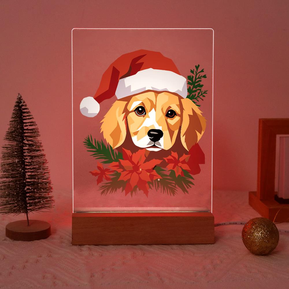 Golden Pup in Poinsettias paint by numbers light-up sign – image 17