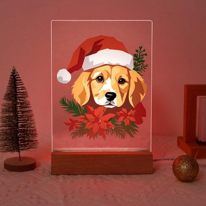 Golden Pup in Poinsettias paint by numbers light-up sign – image 17