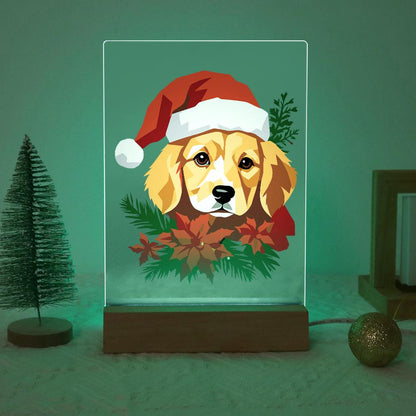 Golden Pup in Poinsettias paint by numbers light-up sign – image 19
