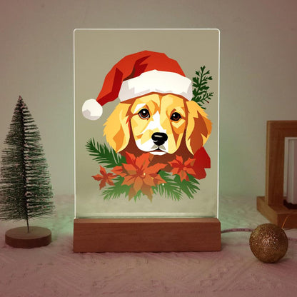 Golden Pup in Poinsettias paint by numbers light-up sign – image 20