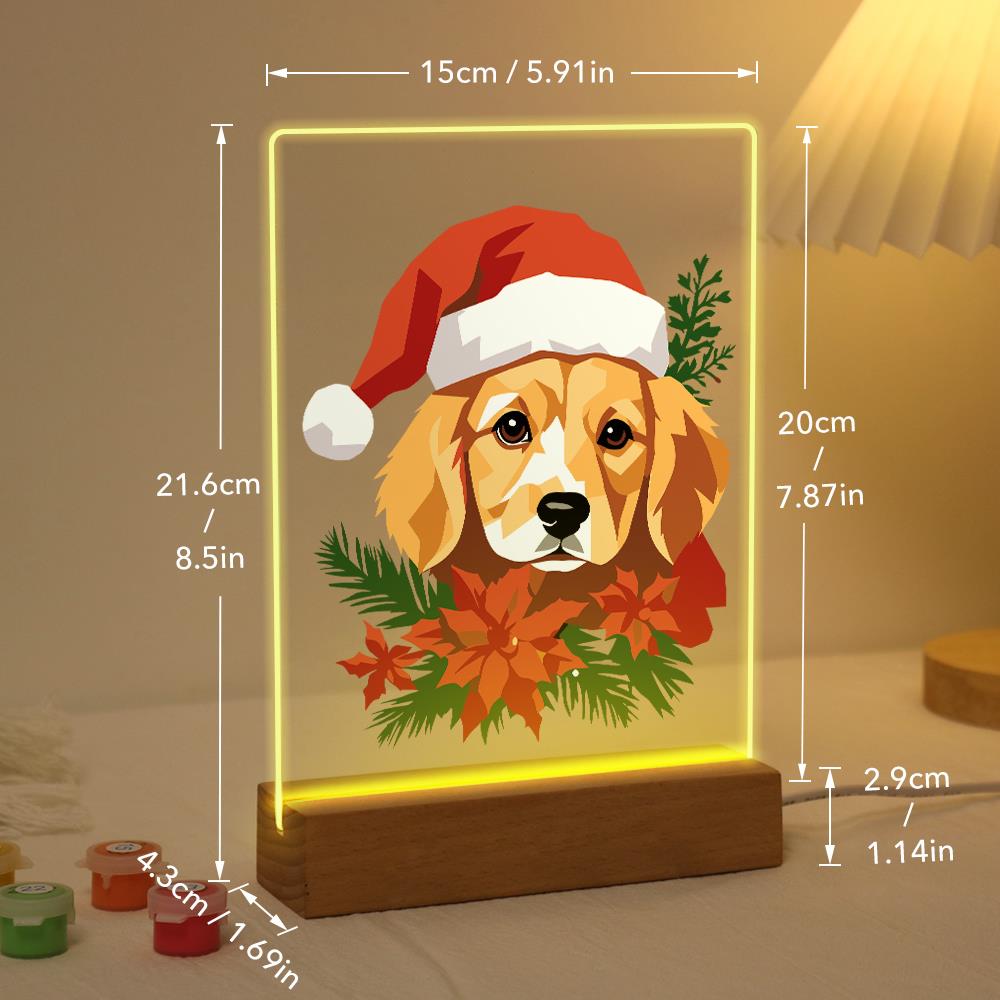 Golden Pup in Poinsettias paint by numbers light-up sign – image 21
