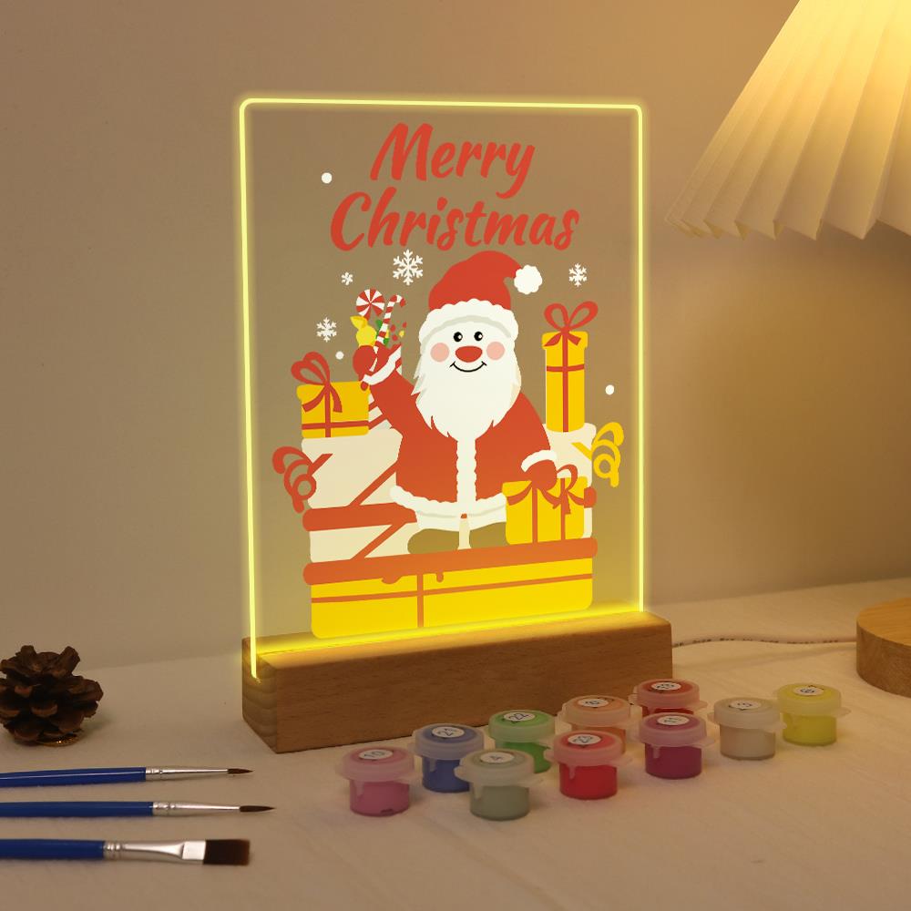 Waving Santa with Stacked Gifts paint by numbers light-up sign – image 4
