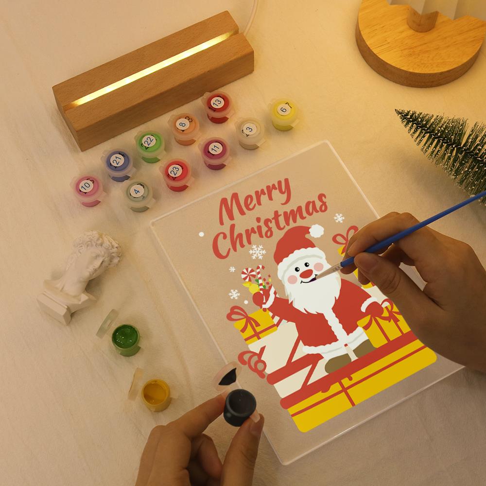Waving Santa with Stacked Gifts paint by numbers light-up sign – image 7