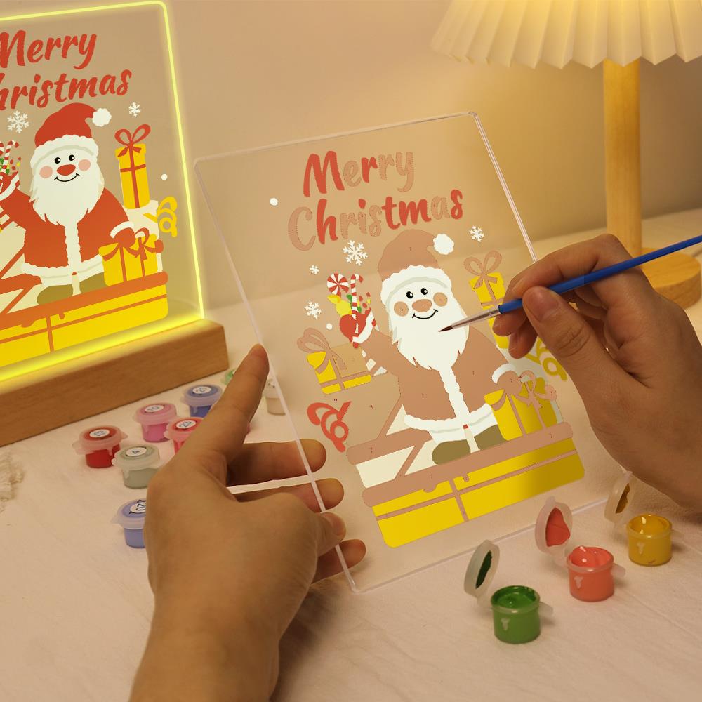 Waving Santa with Stacked Gifts paint by numbers light-up sign – image 9