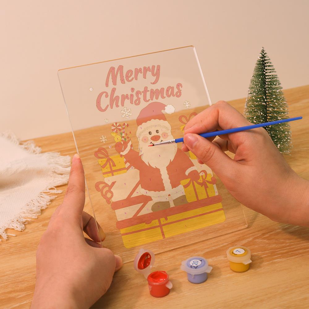 Waving Santa with Stacked Gifts paint by numbers light-up sign – image 11