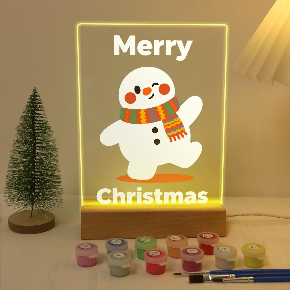 Strolling Snowman in a Knit Scarf paint by numbers light-up sign – image 5