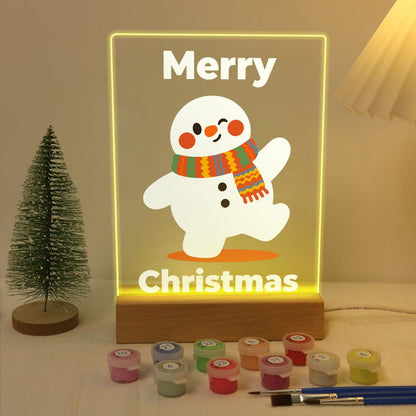 Strolling Snowman in a Knit Scarf paint by numbers light-up sign – image 5