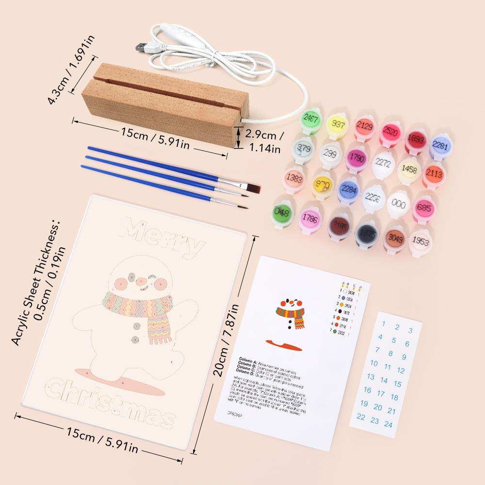 Strolling Snowman in a Knit Scarf paint by numbers light-up sign – image 6