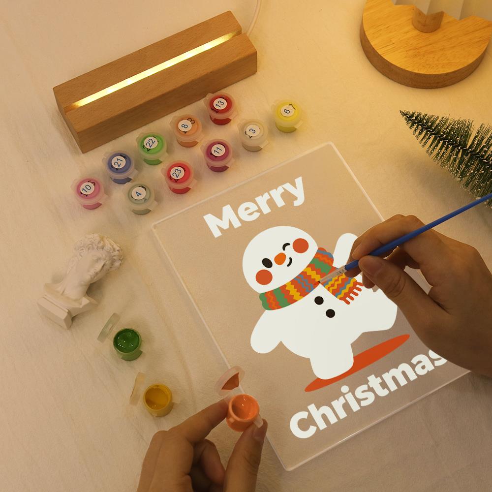 Strolling Snowman in a Knit Scarf paint by numbers light-up sign – image 7
