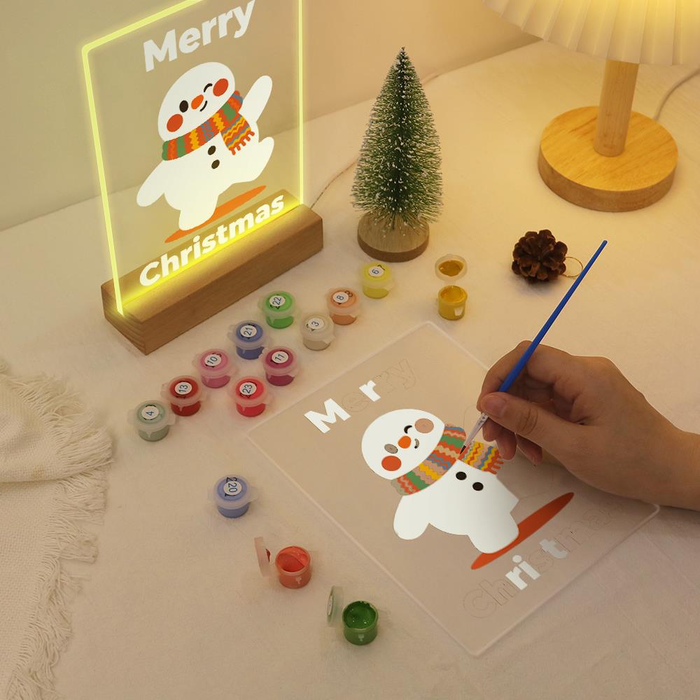 Strolling Snowman in a Knit Scarf paint by numbers light-up sign – image 10
