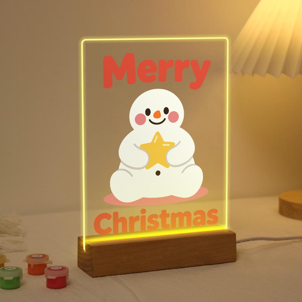 Snowman Hugging a Gold Star paint by numbers light-up sign – image 3