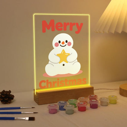 Snowman Hugging a Gold Star paint by numbers light-up sign – image 4