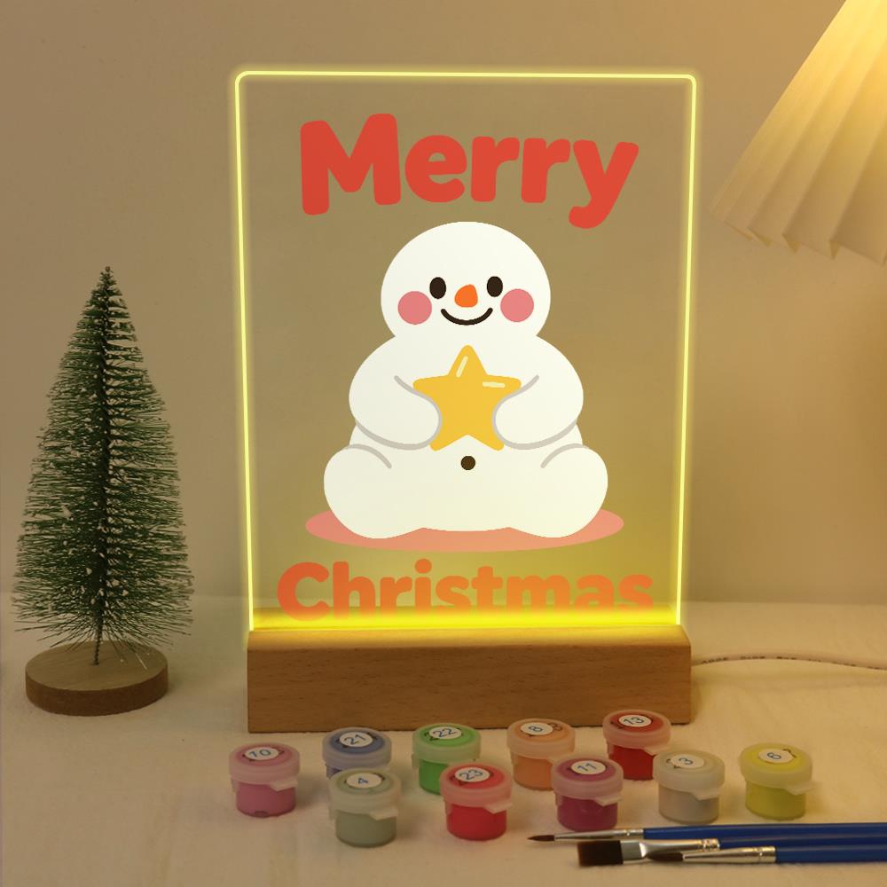 Snowman Hugging a Gold Star paint by numbers light-up sign – image 5